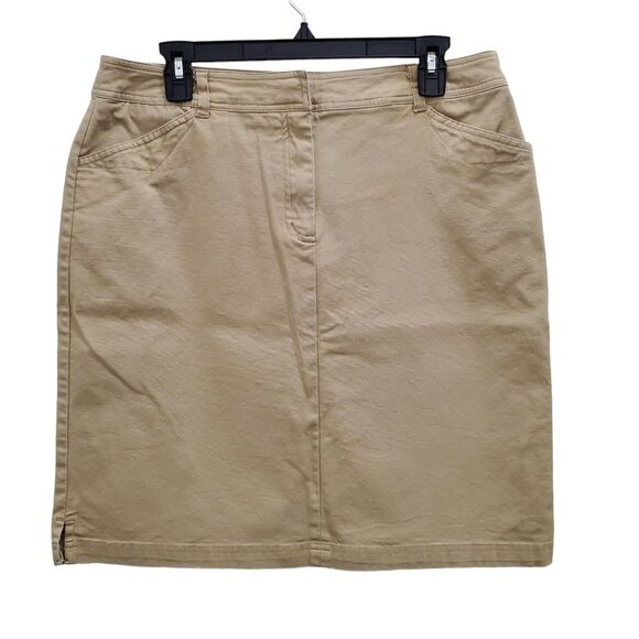 Herman Geist Women's Vintage Khaki Stretch Cotton 21" Uniform Safari Skirt Sz 10 - Picture 1 of 5